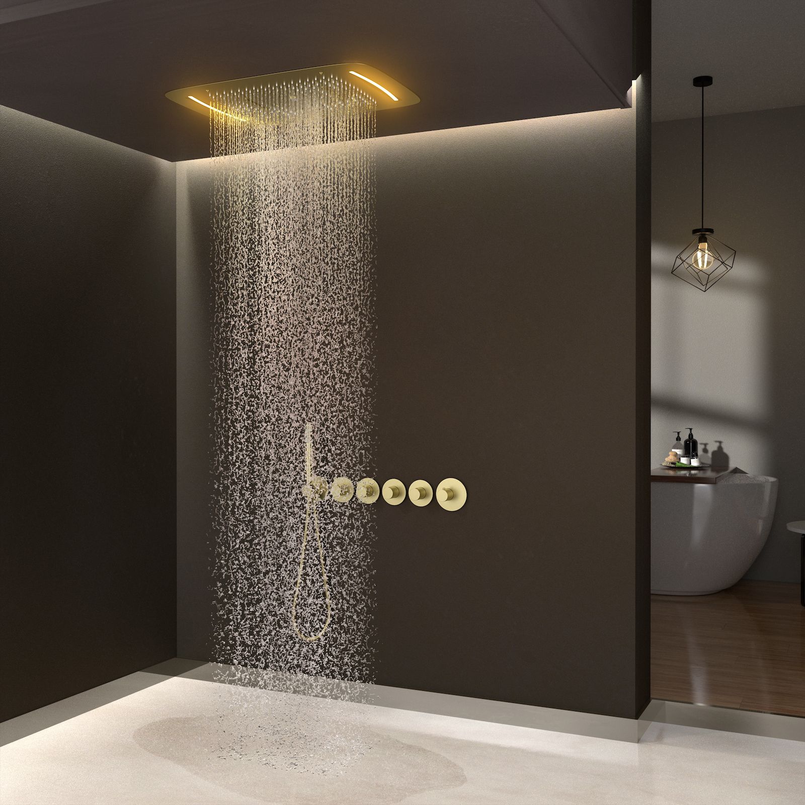 Душевая система встроенная с термостатом Timo Saona SX-2319/17SM золото матовое, артикул SX-2319/17SM