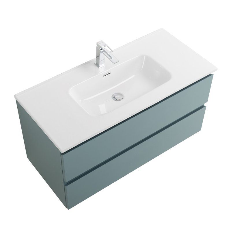 KRAFT База под раковину подвесная с фрезерованными ручками по всей длине фасада с двумя выкат. ящ., Голубой Мат., 900x455x500, KRAFT-900-2C-SO-AO, артикул KRAFT-900-2C-SO-AO