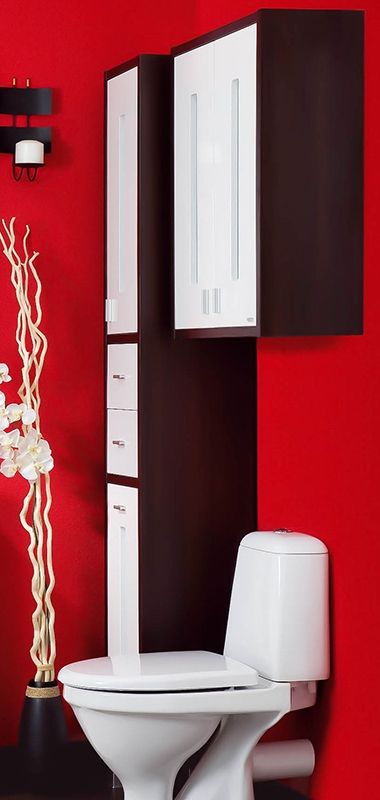 Шкаф пенал Бриклаер Бали 34 Корпус венге, фасад белый