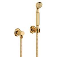 THG SUN DRAGON Душевой комплект с ручным душем, шлангом 1500 мм., подводом воды и держателем, цвет полированное золото