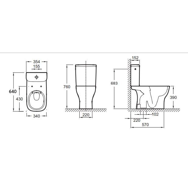 UJX102-00 Чаша напольного унитаза STRUKTURA без обода ,64*34 см, белый