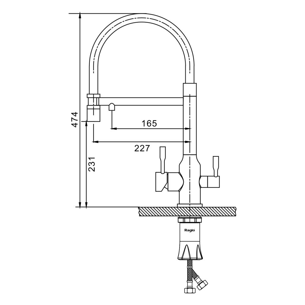 Смеситель для кухни с подключением фильтра Raglo R81.63.06, черный