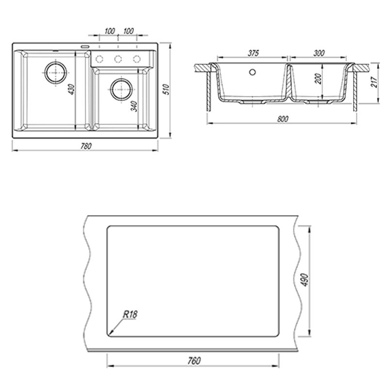 Кухонная мойка Florentina КАССИ 20.230.E0780.107, песочный, артикул 20.230.E0780.107