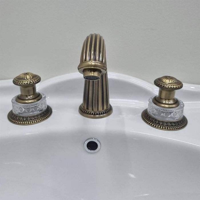 Devon Excelsior Swan Смеситель для раковины на 3 отверстия, донный клапан, цвет: античная латунь, артикул EXC-SW101OTS