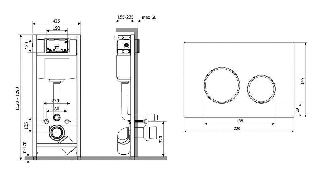 Комплект 4 в 1 инсталляции для подвесного унитаза Lavinia Boho Relfix 77010011