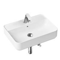 Комплект 5 в 1 Lavinia Boho Bathroom Sink Slim 21510291, накладная фарфоровая раковина 60 см, смеситель, латунный сифон, донный клапан quick-clac, угловые вентили 2 шт.
