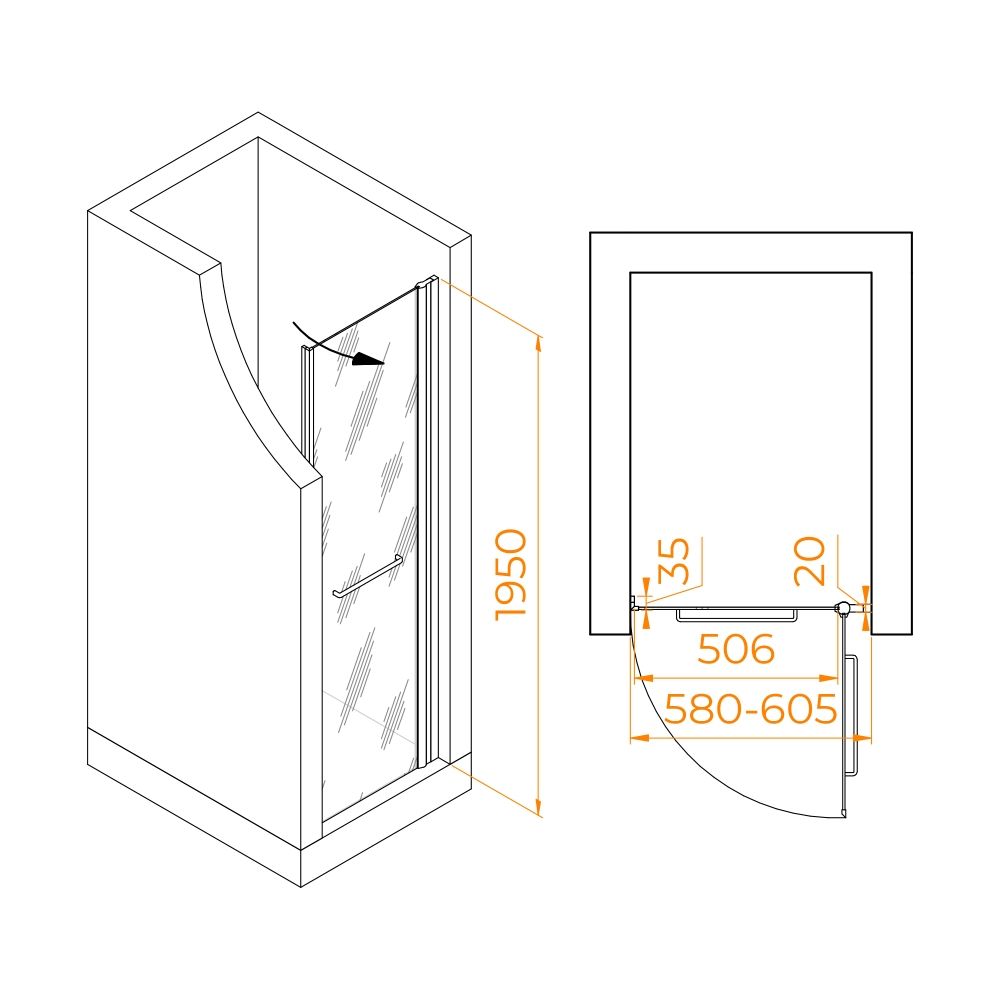 Душевая дверь RGW PA-103 (Матовое-Сатинат, 600)