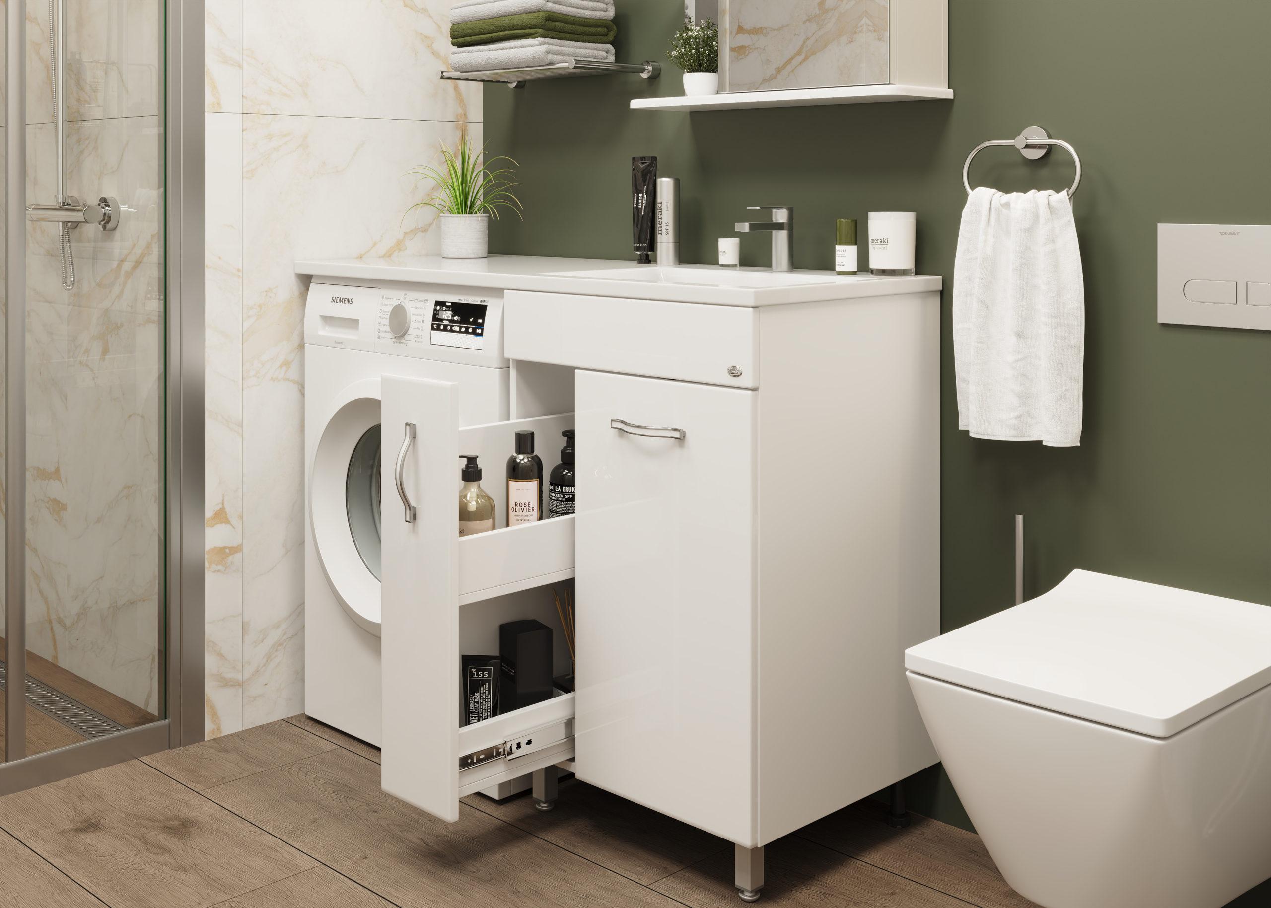 Тумба Onika Нави 60 напольная, под стиральную машину, белая (ум.Onika 120)