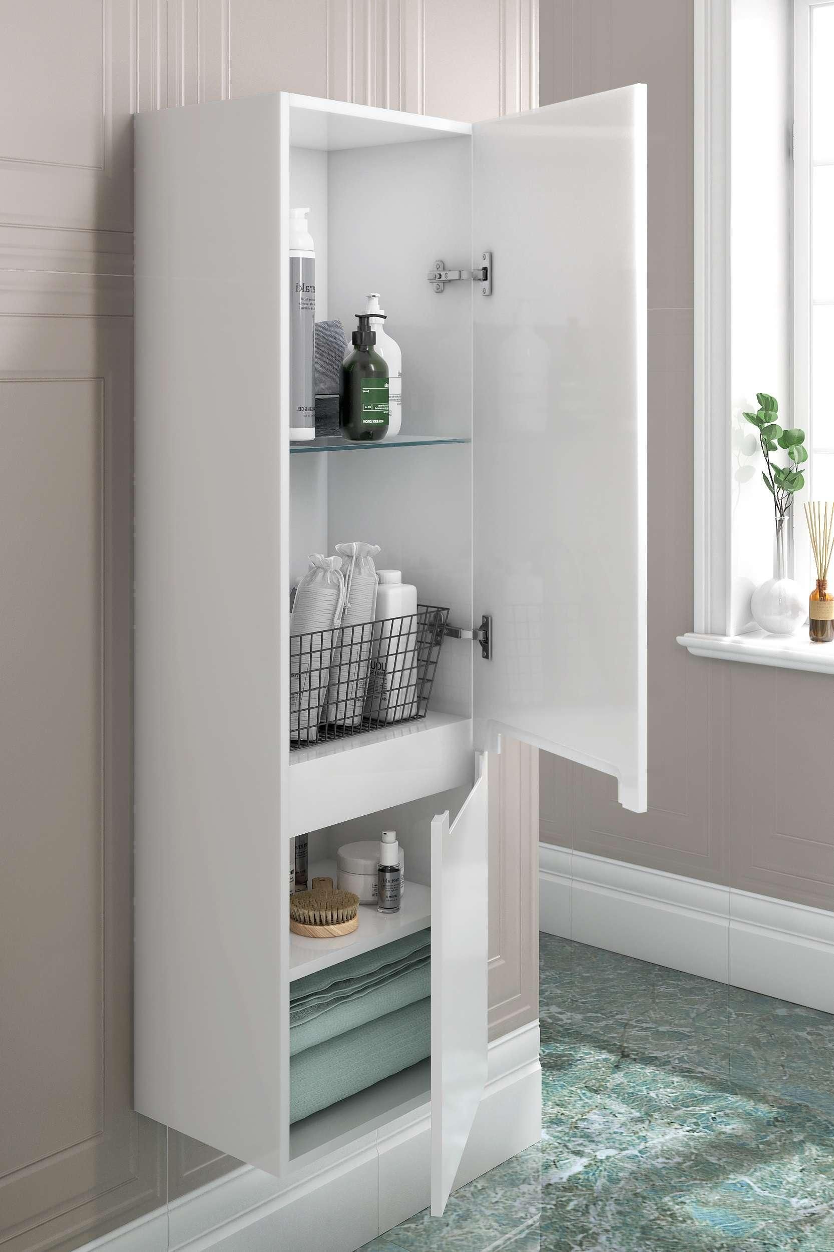 Пенал BUONGIORNO PLUS подвесной 130, белый глянцевый-дуб Кантри