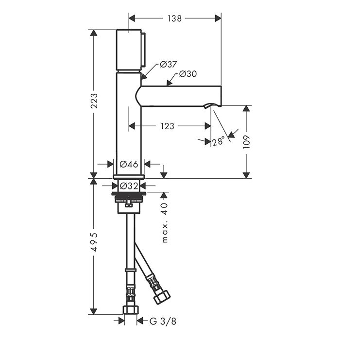AX Uno Смеситель для раковины 110 Select, цвет шлифованная медь AX Uno Смеситель для раковины 110 Select, цвет шлифованная медь
