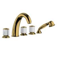 Bongio Fleur Noir Смеситель на борт ванны (5 отв.) с ручным душем, цвет золото/черный фарфор