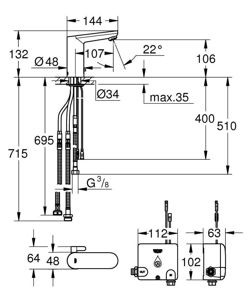 Смеситель инфракрасный для раковины GROHE Eurosmart Cosmopolitan E (36386001) Смеситель инфракрасный для раковины GROHE Eurosmart Cosmopolitan E (36386001)