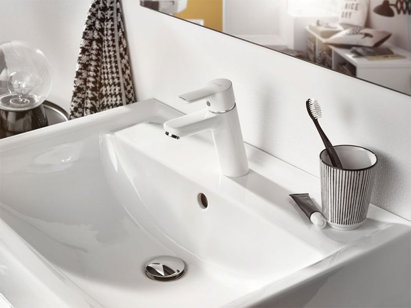 Смеситель для раковины  KLUDI PURE&EASY 372929165 (белый/хром, L-12 H-10), шт Смеситель для раковины  KLUDI PURE&EASY 372929165 (белый/хром, L-12 H-10), шт