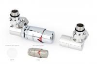 Автоматический терморегулятор 3D левый G 1/2" НР х G 3/4" НГ (набор) (Белый - Сталь)