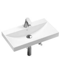 Комплект 5 в 1 Lavinia Boho Bathroom Sink 21510320, врезная фарфоровая раковина 80 см, смеситель, латунный сифон, донный клапан quick-clac, угловые вентили 2 шт.