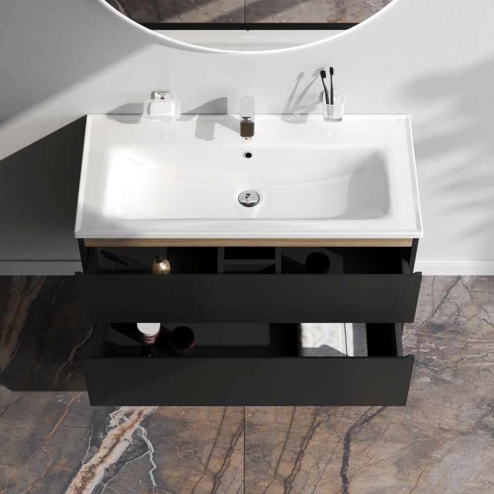 M85AFHX1002BM X-Joy, База под раковину, подвесная, 100 см, 2 ящика, черный матовый M85AFHX1002BM X-Joy, База под раковину, подвесная, 100 см, 2 ящика, черный матовый