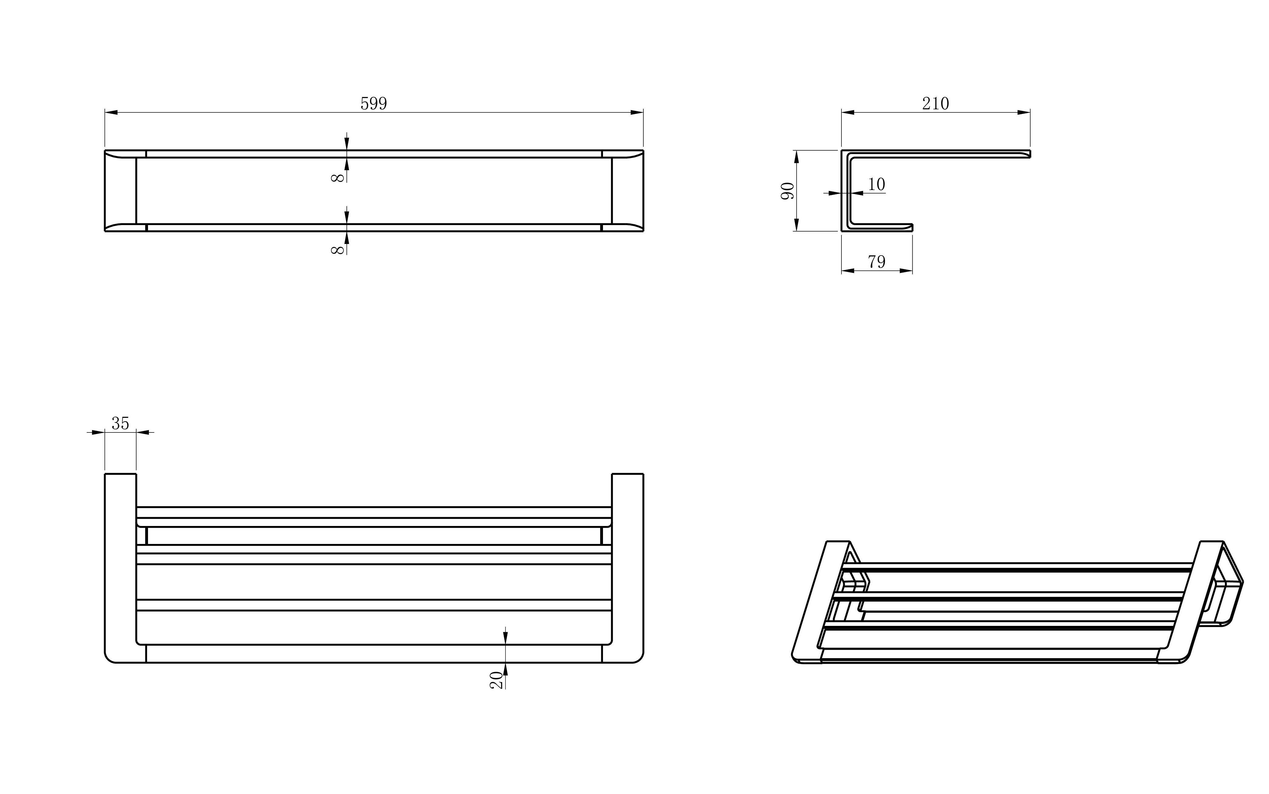 Полотенцедержатель с полкой WONZON & WOGHAND, Хром (WW-V2901-CR)