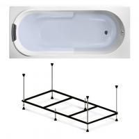 Комплект 3 в 1 Lavinia Boho Bristol S1-3502006P, акриловая ванна 160x75 см, металлический каркас с монтажным набором, мягкий силиконовый подголовник