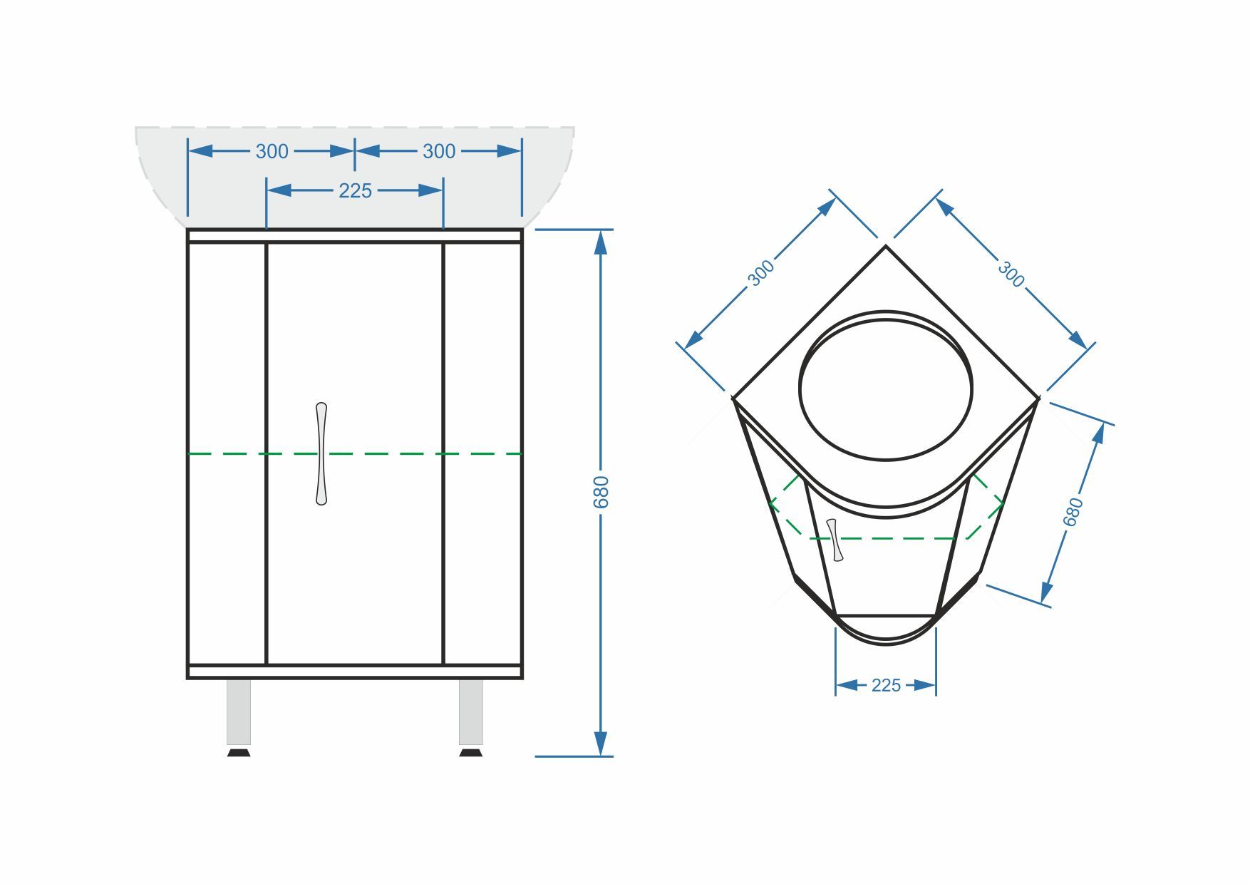 Тумба угловая "Концепт 30", Веер 30
