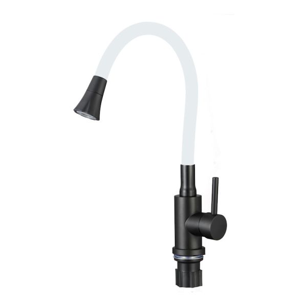 Смеситель для кухни с гибким изливом и режимом душ Fmark FS8299H-02, черный/белый