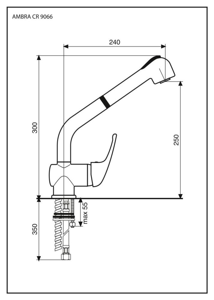 Emmevi Ambra, смеситель высокий с вытяжным изливом для кухни, цвет хром