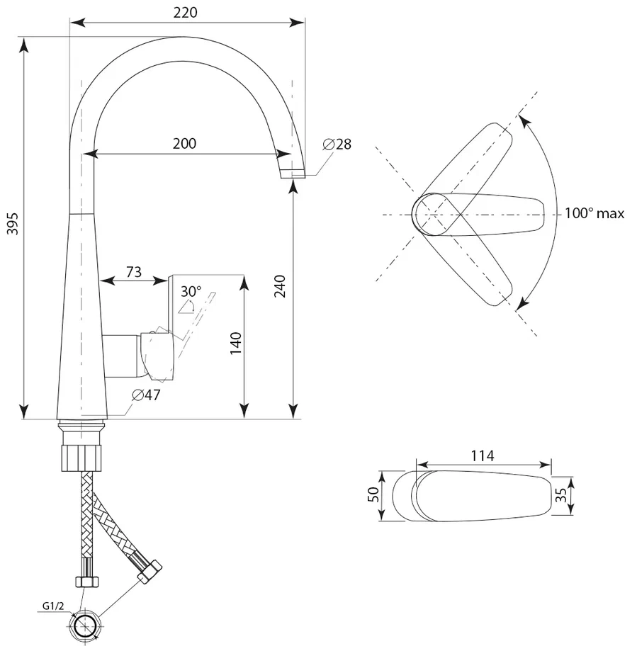 Смеситель для кухни Славен СЛ-ОД-Г22, хром