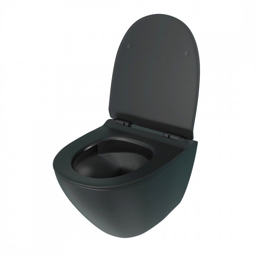 Унитаз подвесной Maretti Elena безободковый с микролифтом, EA10PBM93-560, черный, артикул EA10PBM93-560