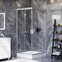 Комплект душевого уголка AM.PM Gem 90х90 WK90DF профиль Серый стекло прозрачное с поддоном с душевой системой и аксессуарами Комплект душевого уголка AM.PM Gem 90х90 WK90DF профиль Серый стекло прозрачное с поддоном с душевой системой и аксессуарами
