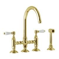 NICOLAZZI EL CAPITAN Смеситель для кухни на 4 отверстия, с вытяжным ручным душем, цвет Gold