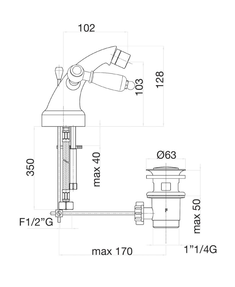 Смеситель для биде Fiore COLONIALE 02ZZ0632, бронза