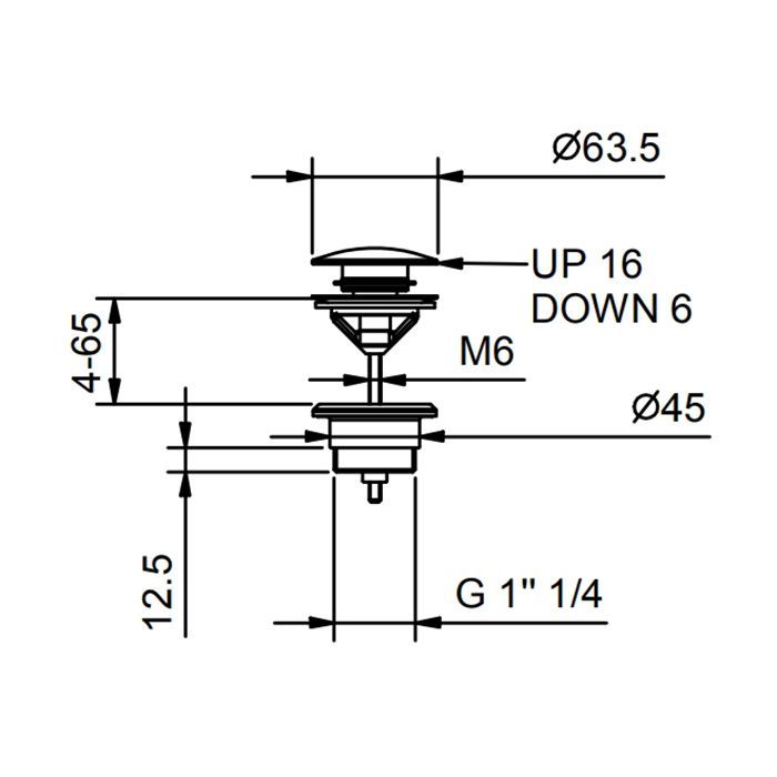 FANTINI Донный клапан для раковины, нажимной, с механизмом ''Push-Open'', цвет Matt British Gold PVD