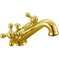 CISAL Arcana Ceramic Смеситель двухвентильный для раковины на 1 отверстие с донным клапаном, цвет золото