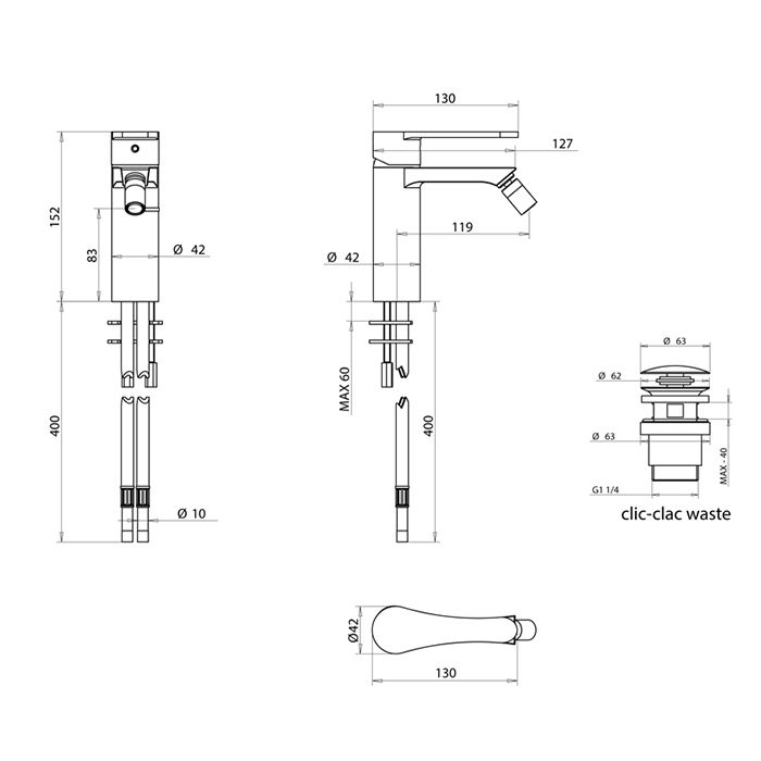 Bongio O'Clock Green Смеситель для биде, цвет черный матовый