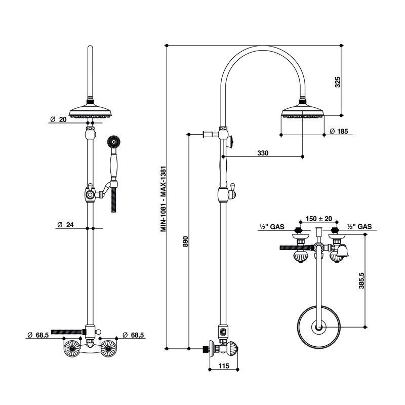 Bongio Radiant Смеситель для душа, цвет хром, артикул 02537CR0D