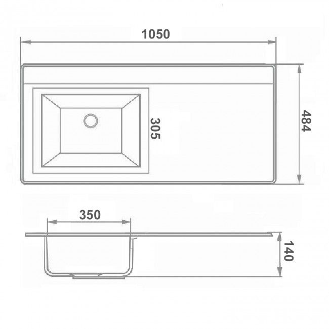 Умывальник Runo мебельный Гамма 105 лайт правое крыло (00-00001119), артикул 00-00001119