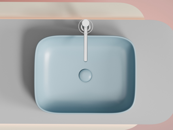 Умывальник чаша накладная прямоугольная (цвет Голубой Матовый) Элемент (Element) 505x380x150мм