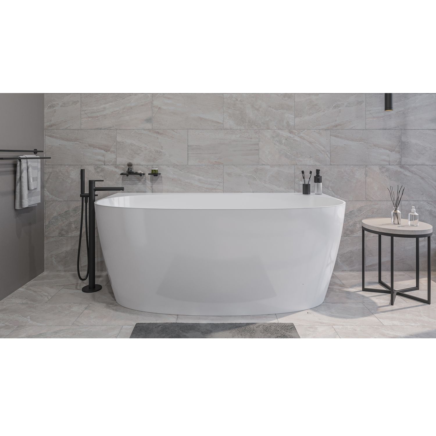 Ванна WHITECROSS Pearl A 155x80 (белый глянец) иск. камень