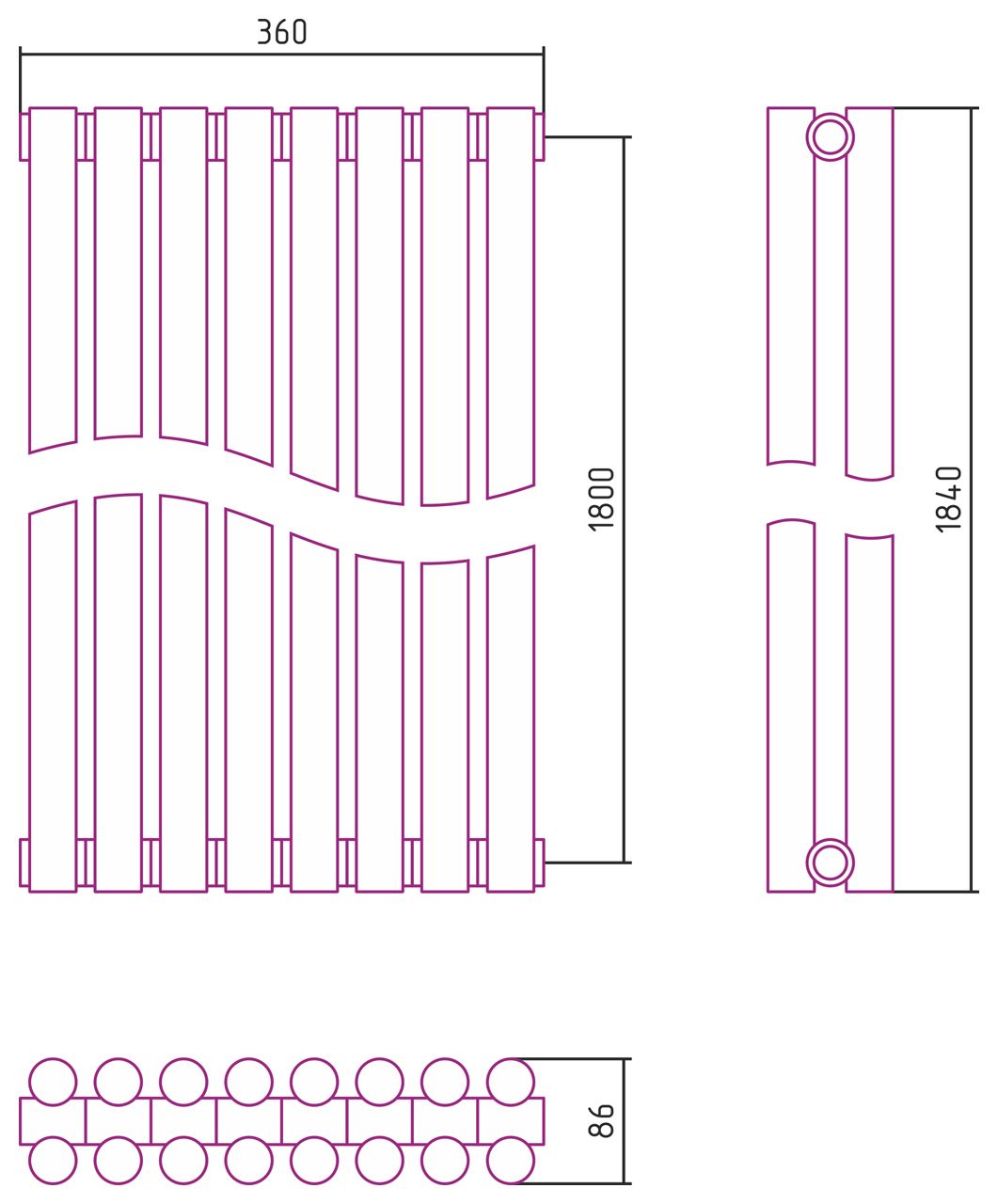 Отопительный радиатор ЭСТЕТ-11 н/ж 1800х360 / 8 сек (БЕЛЫЙ) Отопительный радиатор ЭСТЕТ-11 н/ж 1800х360 / 8 сек (БЕЛЫЙ)