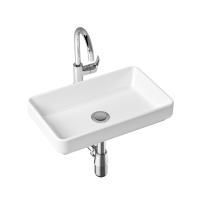 Комплект 3 в 1 Lavinia Boho Bathroom Sink Slim 21510199, накладная фарфоровая раковина 55 см, смеситель с донным клапаном, латунный сифон