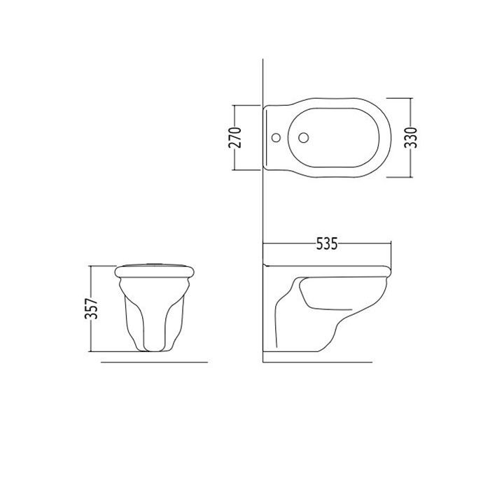 Devon Etoile/New Etoile Биде подвесное с 1 отв. под смесит., 33x53,5см.,  цвет: белый