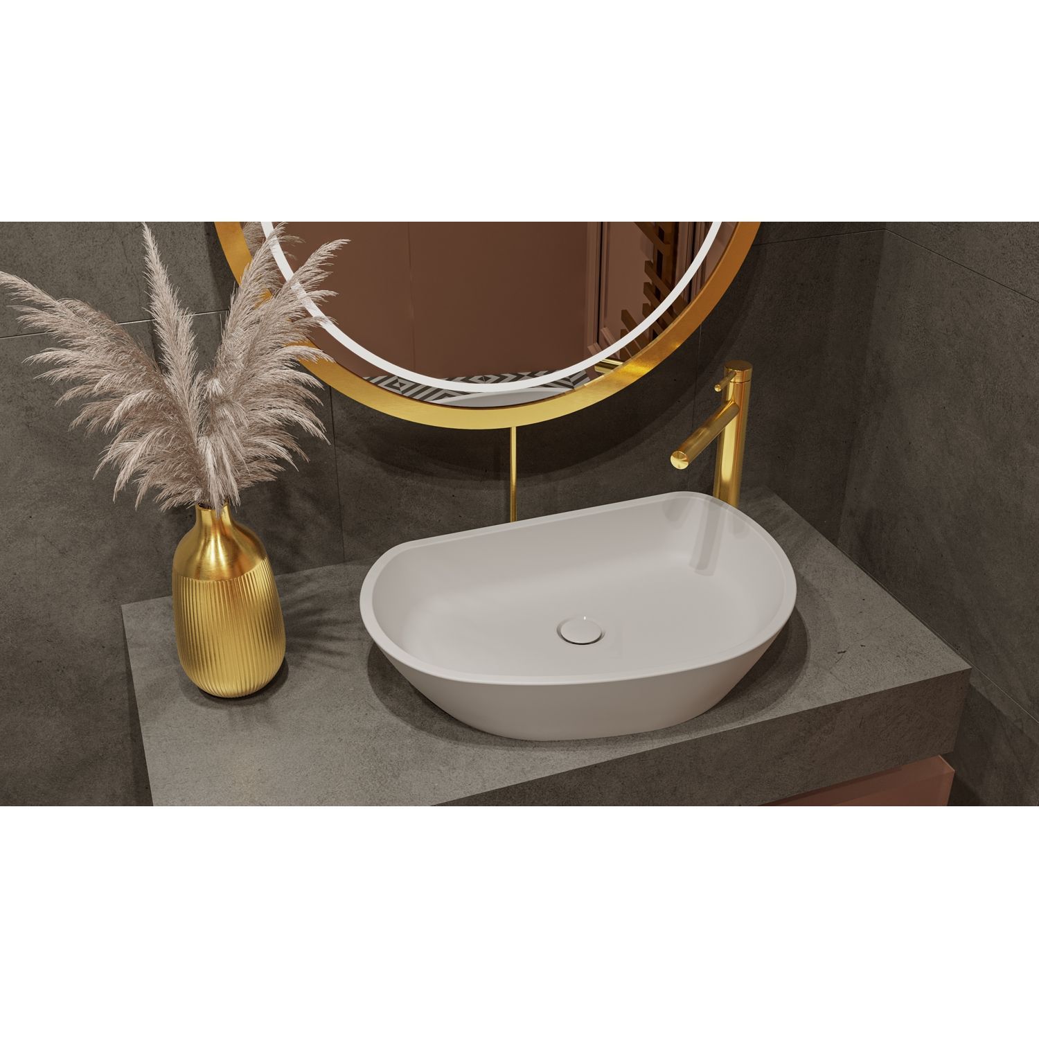 Умывальник WHITECROSS Ametrine 60x37 (белый мат) иск. камень