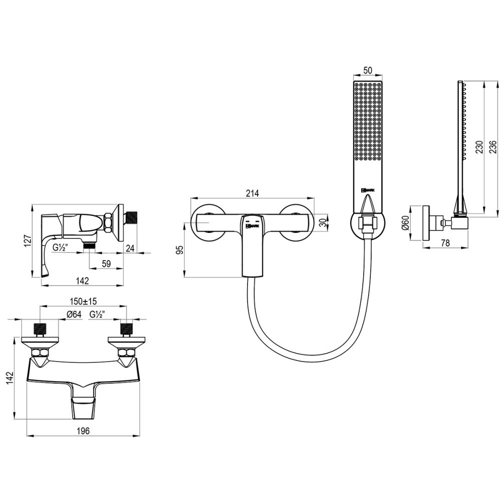 Смеситель Lemark Ursus для душа (LM7203BG), артикул LM7203BG