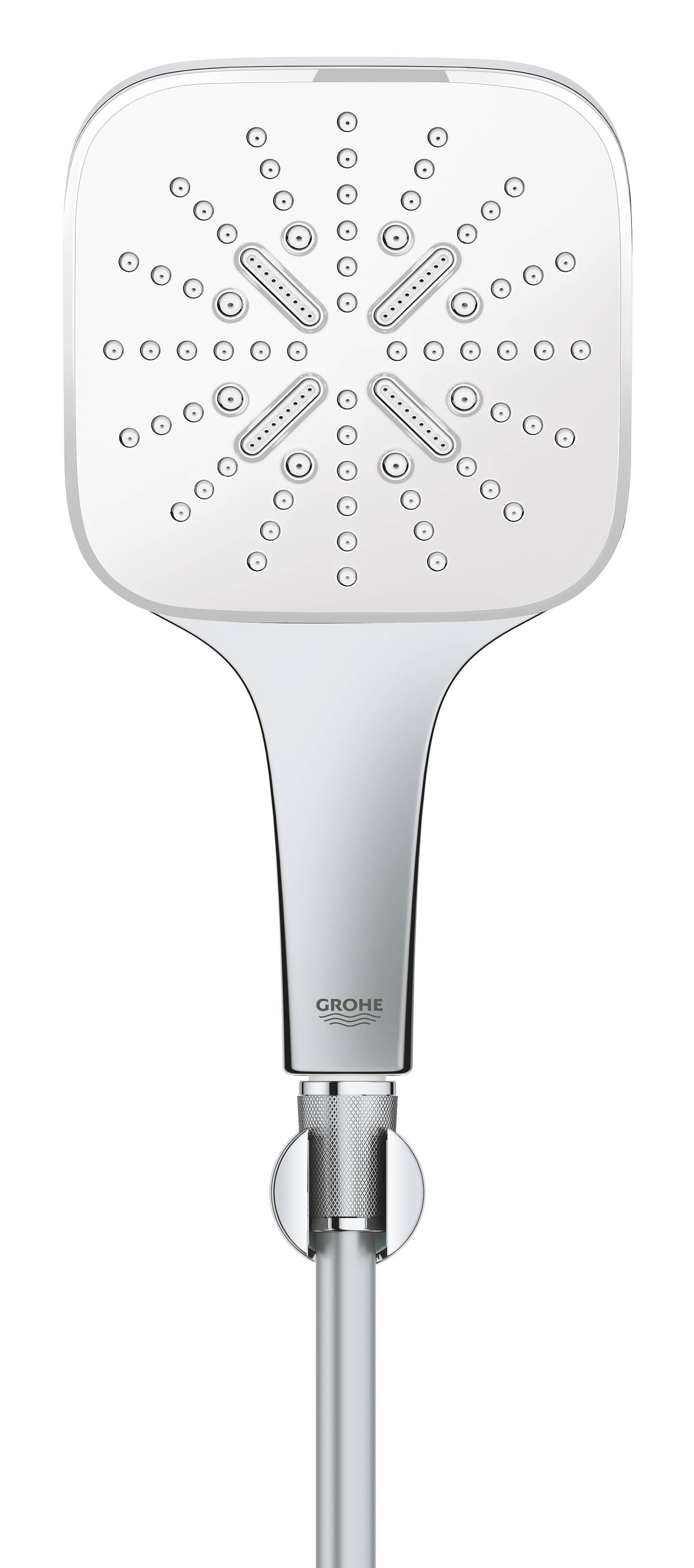Душевой набор GROHE Rainshower SmartActive 130 Cube, 3 вида струй, белая луна (26589LS0)