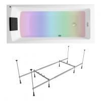 Комплект 4 в 1 Lavinia Boho One S3-3701006P, акриловая ванна 160x70 см, металлический каркас с монтажным набором, мягкий подголовник, хромотерапия