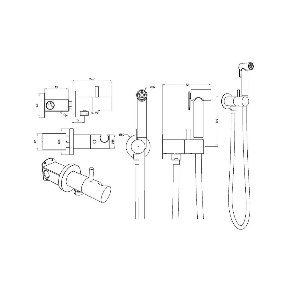 Гигиенический душ со смесителем Graffio KSPAT103-07NS, сатин