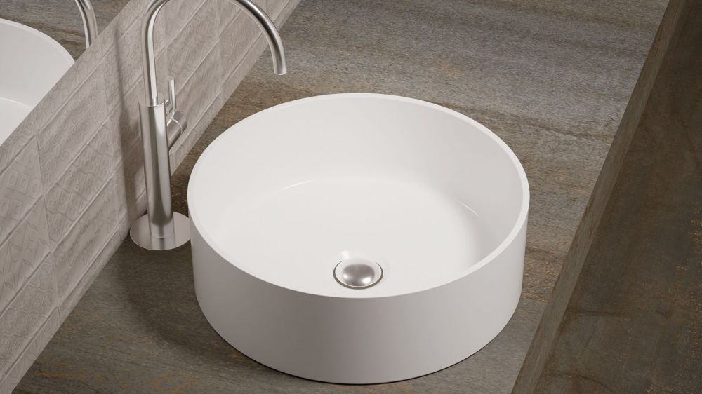 Zenon Rin, накладная раковина круглой формы без отверстия под смеситель, 39х39х10,8 см, цвет белый матовый, артикул 4000.000.000.000.09349
