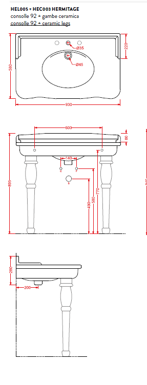 Artceram HERMITAGE Ноги для консоли (комплект-2шт), цвет белый