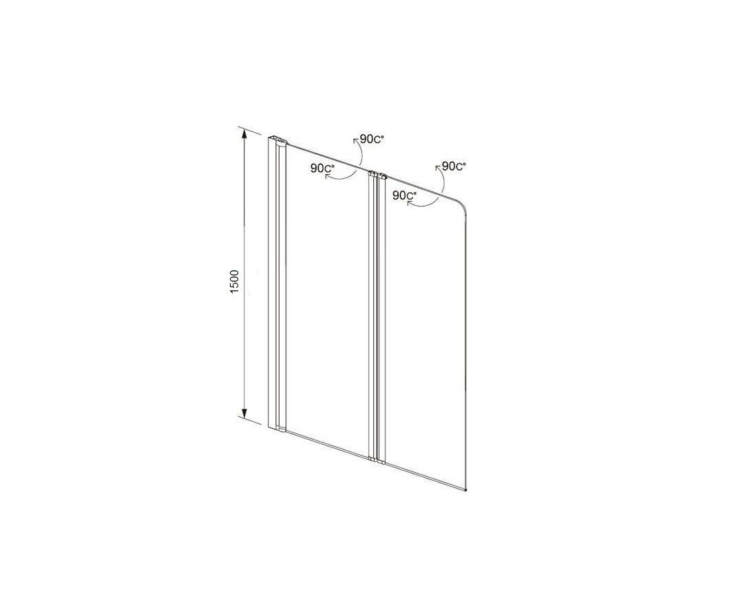 AQ NFB 6222-100 (новый артикул AQ DEL SBA 10015CH) Шторка на ванну двухэлементная, поворотная 1000X1500 профиль хром, стекло прозрачное AQ NFB 6222-100 (новый артикул AQ DEL SBA 10015CH) Шторка на ванну двухэлементная, поворотная 1000X1500 профиль хром, стекло прозрачное