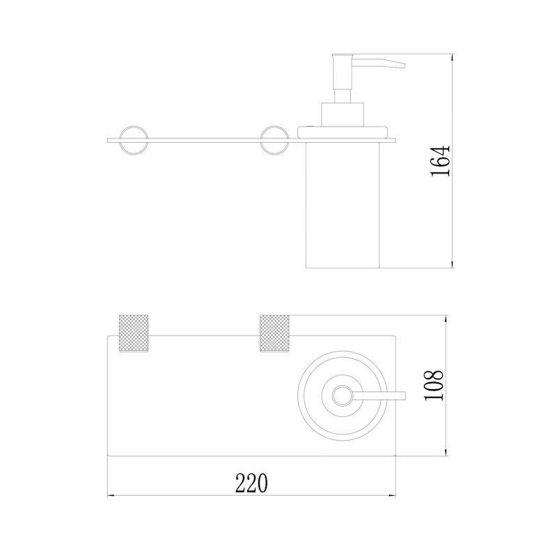Дозатор для жидкого мыла с полочкой S-002131HB, черный/золото