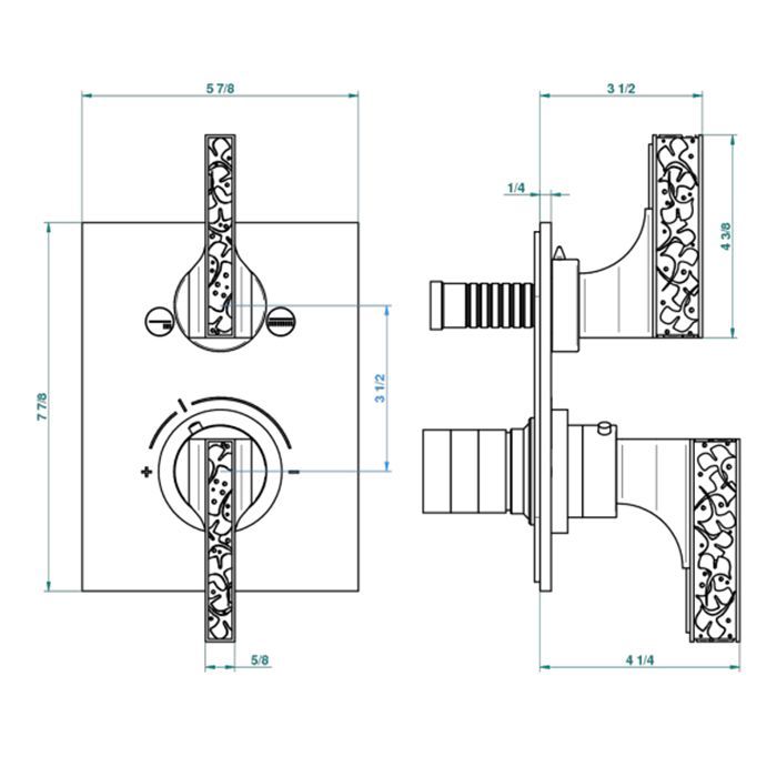 THG Встраиваемая часть термостатического смесителя, с переключателем на 2 положения THG Встраиваемая часть термостатического смесителя, с переключателем на 2 положения
